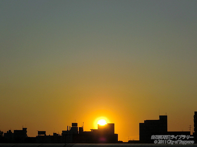 画像：白石夕景　JR白石駅近く